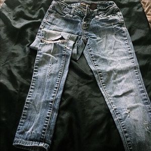 Dark Blue Distressed Denim Jeans